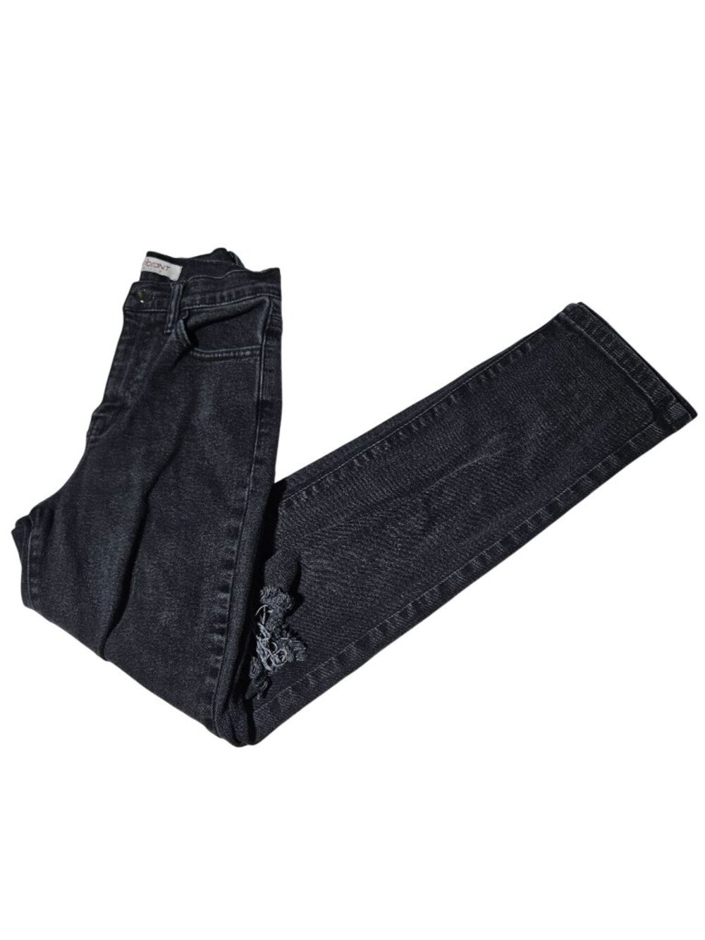 Vibrant MIU Jeans Womens Size 3 Straight Leg Mid Rise Ripped Black Denim Pants